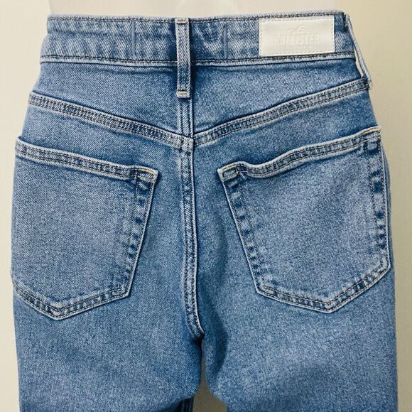Hollister Womens 24” Waist Jeans Ultra High Rise Straight Leg Distressed Blue - Picture 8 of 12